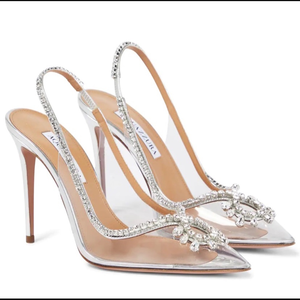 Aquazzura seduction crystal-embellished slingback pumps